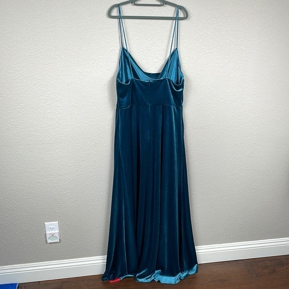 NWT After Six Cowl Neck Velvet Gown Bridesmaid Dress Dutch Blue 1541 Sz 16 - Picture 5 of 12